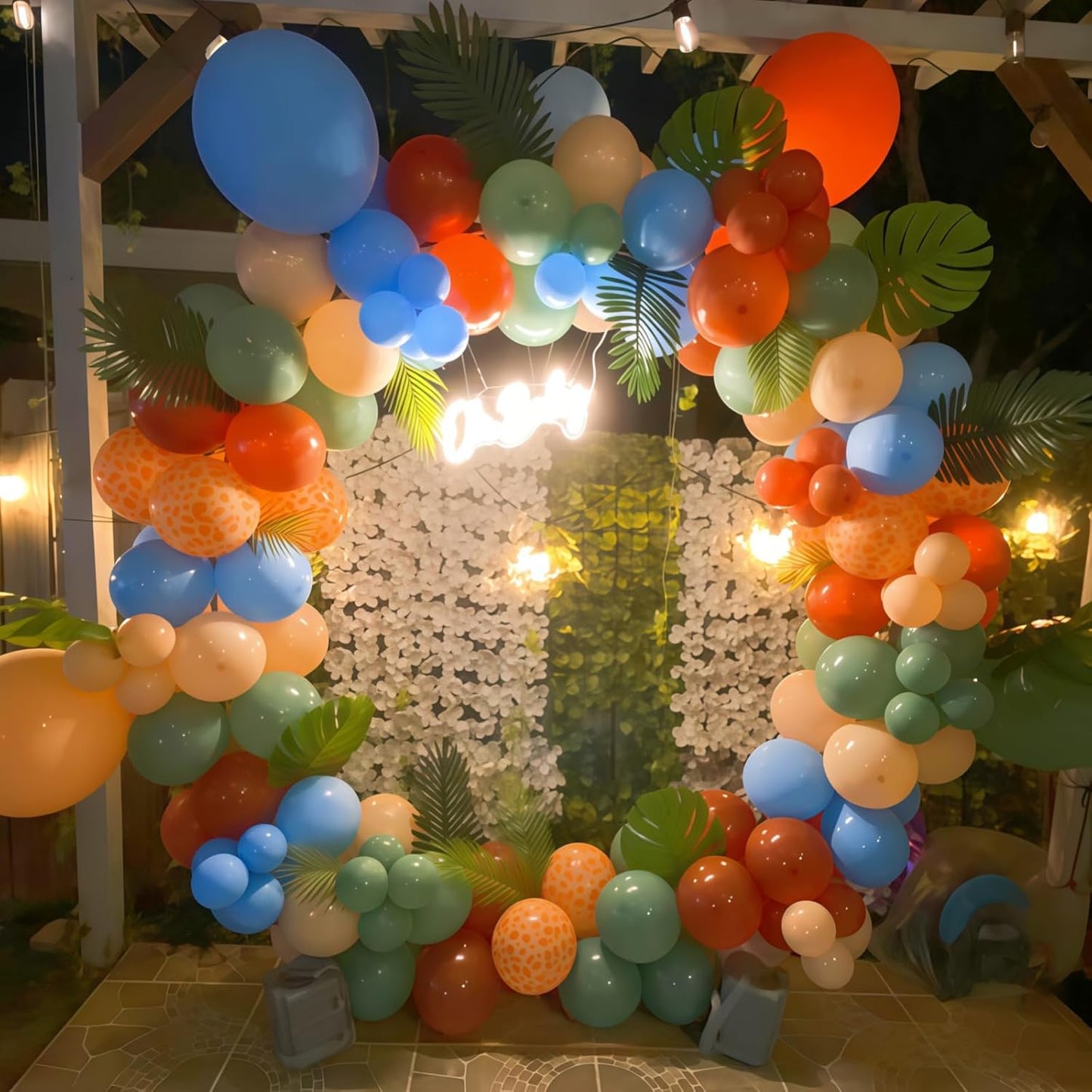 Sage Green Brown Balloon Arch Garland Kit, Olive Green Cream Nude Safari Balloons Brown Coffee Beige Light Blue Giraffe Print Balloons for Jungle Hunting Woodland Birthday Baby Shower Wild Decorations