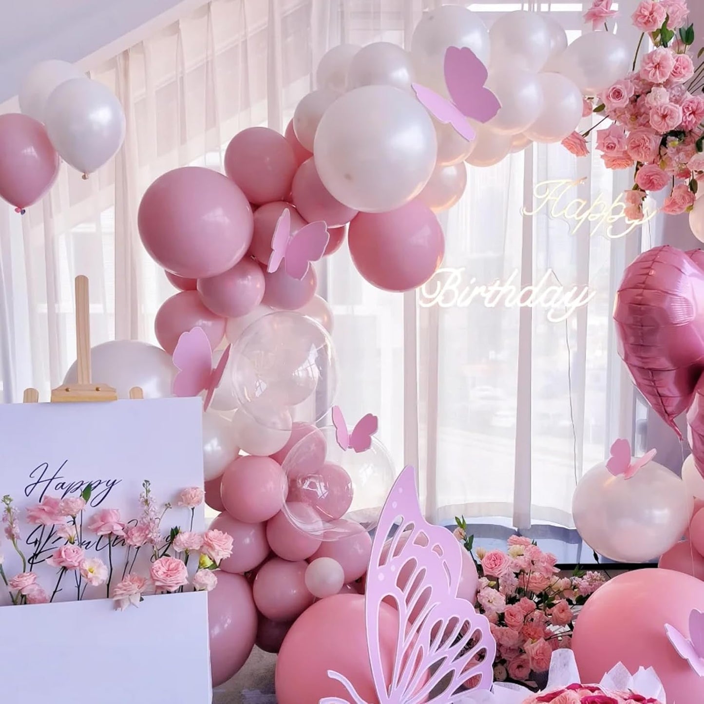 105pcs Pink Balloons 12inch Party Latex Balloons for Boys Girls Birthday Baby Shower Gender Reveal Wedding Sunflower Party Decorations
