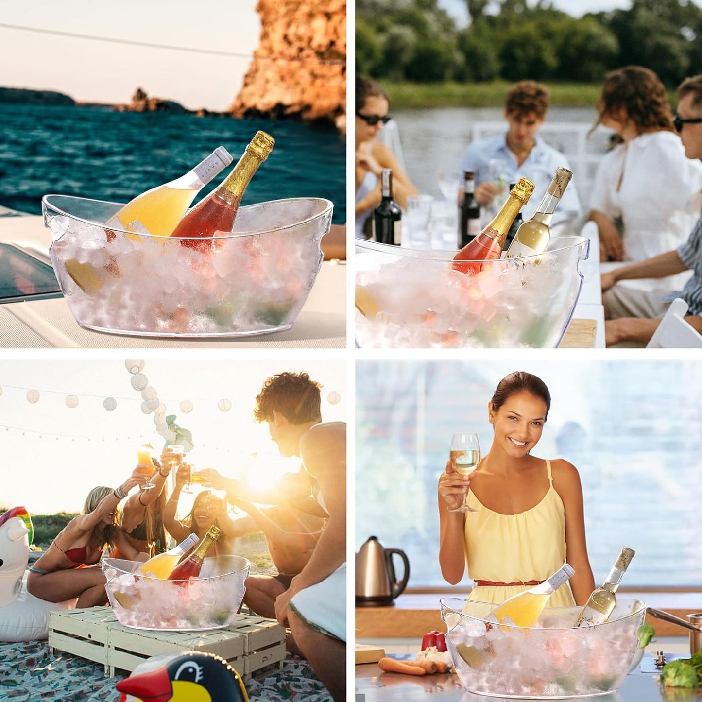 Ice Bucket 2 PCS, Small Ice Buckets for Parties, Mimosa Bar Supplies Beverage Tub for Champagne Beer Sparkling Wine Cocktails(5.5L) 16.5 * 7.3 * 6.8inch