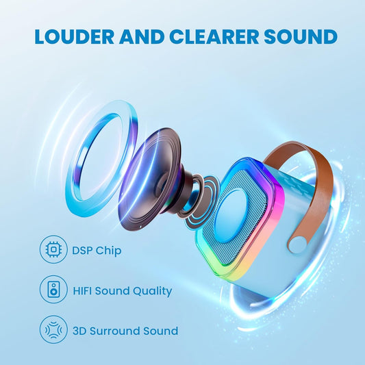 Mini Karaoke Machine for Kids, 2025 TOP Toys Christmas Birthday Gifts Ideas for Girls Ages 4, 5, 6, 7, 8, 9, 10, 12+ Years Old, Portable MP3 Player with 2 Wireless Mics for Party