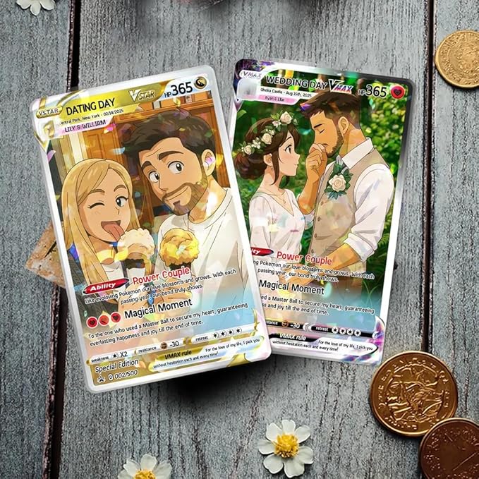 Personalized Anniversary Card from Cartoon Anime Couple Photo, Gifts for Couples Valentines Cards, Romantic Card Gift for Boyfriend Girlfriend, Couple Keepsakes, Valentine’s Day Anniversary 1