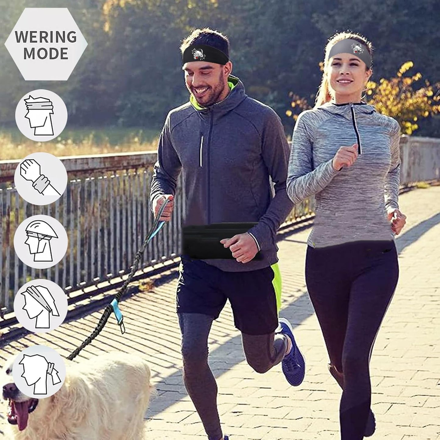 Headbands for Men 3 Pack Sport Sweat Bands Headbands Men Skull Finger Workout Sweatbands for Mens Women Head Bands Cooling Running Men's Hairband Headband
