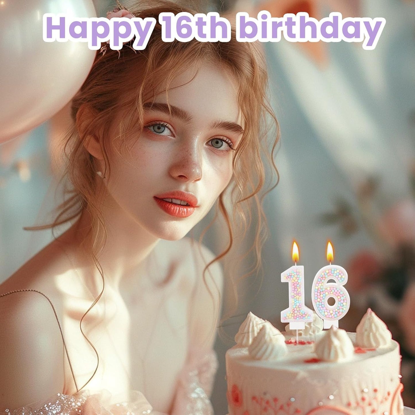 MTLEE Number 16 Birthday Candle with 12 Pcs Spiral Candles for Girls Macaron Pastel Rainbow Unicorn Pink Cake Topper for Sweet Theme Party Decoration