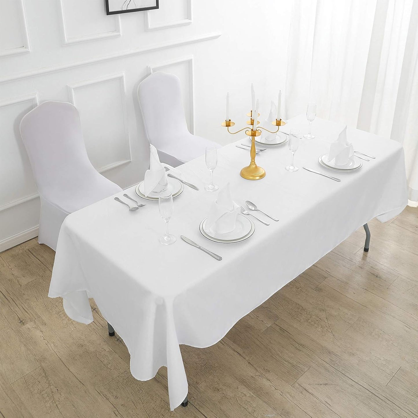Rectangle Tablecloth 60x102 inch Washable Polyester Fabric Table Cloth for Wedding Party Dining Banquet Decoration(60x102, White)