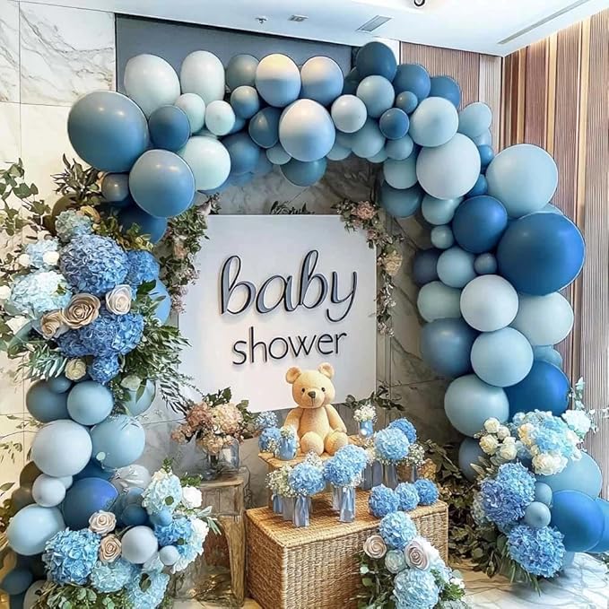 Dusty Blue Balloon Arch Kit, Double Stuffed Dark Light Blue Pastel Latex Balloon Garland for Baby Shower Birthday Bridal Wedding Easter Valentine Party Decoration
