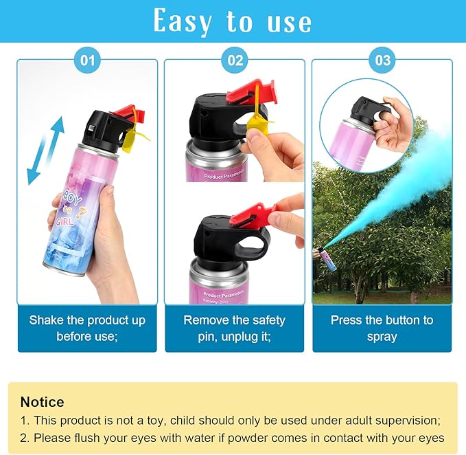 QIYVLOS Gender Reveal Fire Extinguisher 2 Packs, Gender Reveal Smoker Bomb, Baby Boy Reveal Party Ideas for Gender Reveal Decorations (Small, Blue)