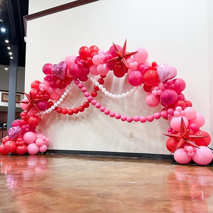 YMSZ Red and Pink Balloons Arch Kit, Valentines Balloons Arch,134pcs Pink and Red Balloon for Birthday, Valentines, Anniversary Party Decorations