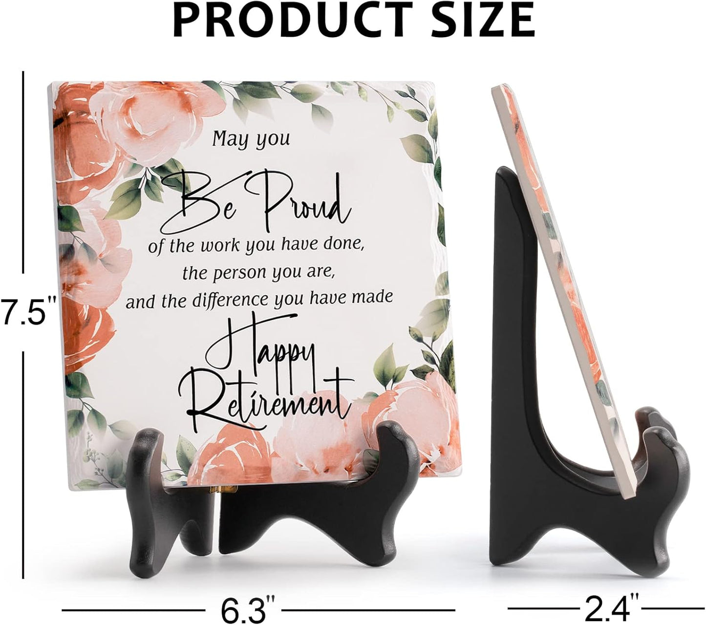 Retirement Gifts for Women Men Best Ceramic Retirement Plaque Happy Retirement Table Decorations Sign for Mom Teacher Nurses Coworker 6 * 6 (Flower)