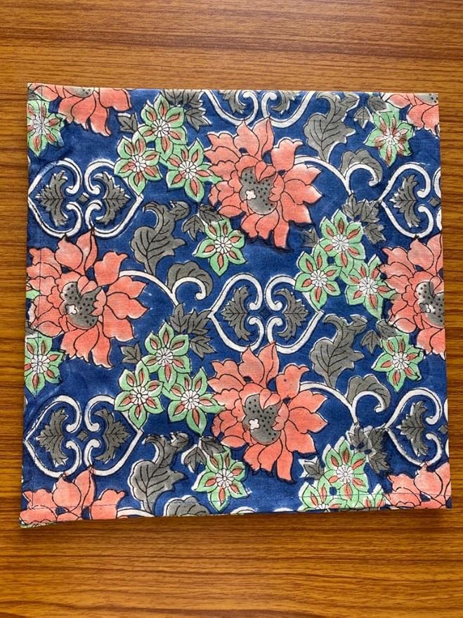 Ridhi Assorted Hand Block Print 100% Cotton Napkins 18" x 18" (Set of 4) Reuseable Kitchen Napkins Cloth Decor Dinner Party Wedding Cocktail Gift for Spring, Easter, Valentine