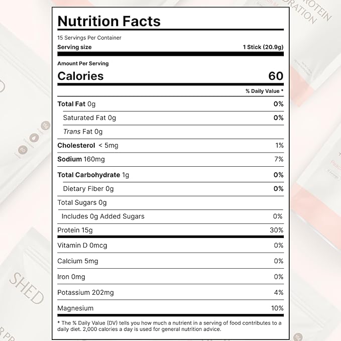 Clear Protein Powder with Electrolytes by Shed, 15g Whey Protein Isolate, Low Calorie and Lactose Free, Light and Clean Hydration Drink, Bloat-Free Post Workout Supplement, Peach Mango (15 Servings)