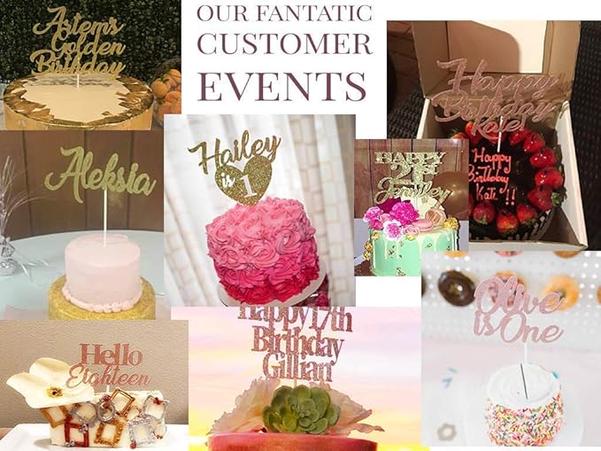 Happy Birthday Cake Topper, Gold Glitter, Personalized, 6' or 8'