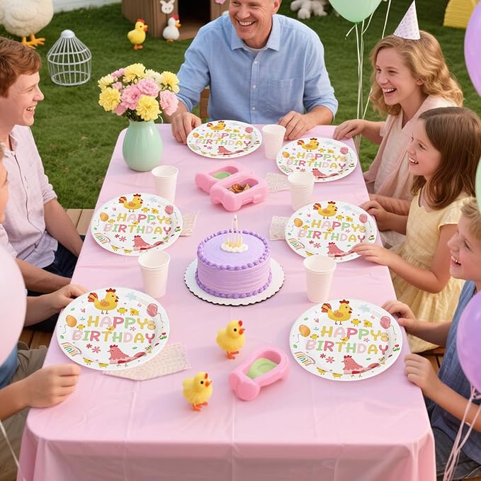 Grencian Chicken Birthday Party Decorations - 96Pcs Little Chick Birthday Plates and Napkins Farm Animal Barnyard Baby Shower Disposable Tableware for Kids Boys Girls Chicken Themed Party Decorations