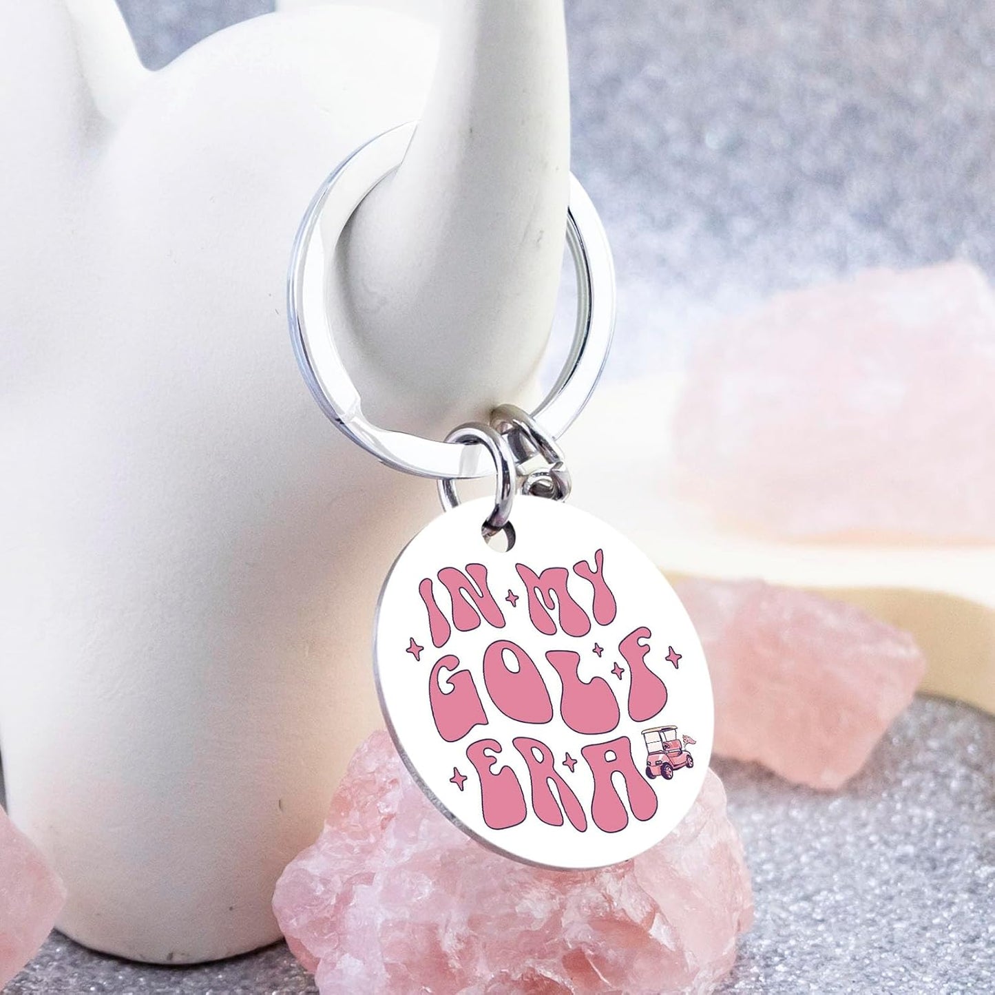 Golf Gifts for Women Golf Cart Keychain Pink Gifts for Golfers Female Golfing Accessories for Ladies Girls Golf Themed Birthday Christmas Stocking Stuffers for Golfers Player Lover Girl