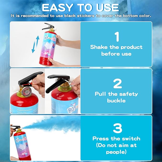 Gender Reveal Fire Extinguisher, 2 Pack Boy Gender Reveal Ideas Party Decor, Biodegragable Gender Reveal Party Supllies (Extra Large)