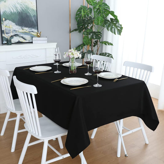 FOLINS&HOME Black Rectangle Tablecloth 54 x 78 Wrinkle Free Waterproof Polyester Table Cloths, Spillproof Heavy Duty and Washable Table Cover for Party, Banquet, Indoor and Outdoor-Oblong/Rectangular