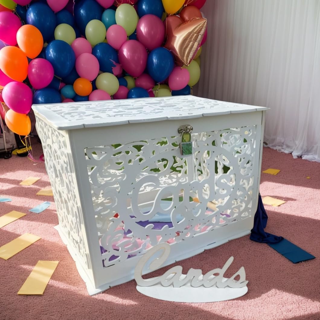 Wedding Card Box, Wedding Gift Card Box,Graduation Card Box White Card Box for Party,Baby Shower and Bridal Shower