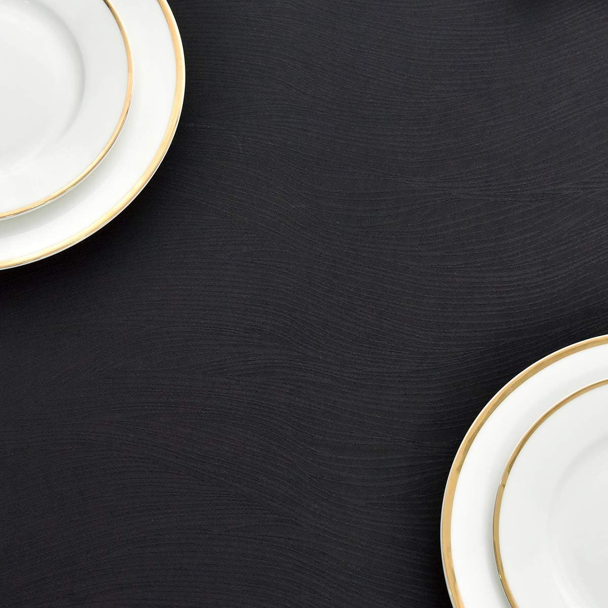 maxmill Square Tablecloth Swirl Design Spillproof Wrinkle Free Heavy Weight Soft Table Cloth Decorative Fabric Table Cover for Outdoor and Indoor Use Square 70 x 70 Inch Black