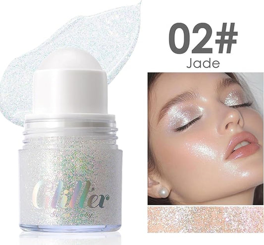 Erinde Holographic Body Glitter Gel, Roll-On Face Hair Glitter for Mermaid Makeup Festival Party Rave Accessories, Chunky Sequins Chameleon Shimmer Christmas Makeup for Women Girls, 02 Sparkling Pink