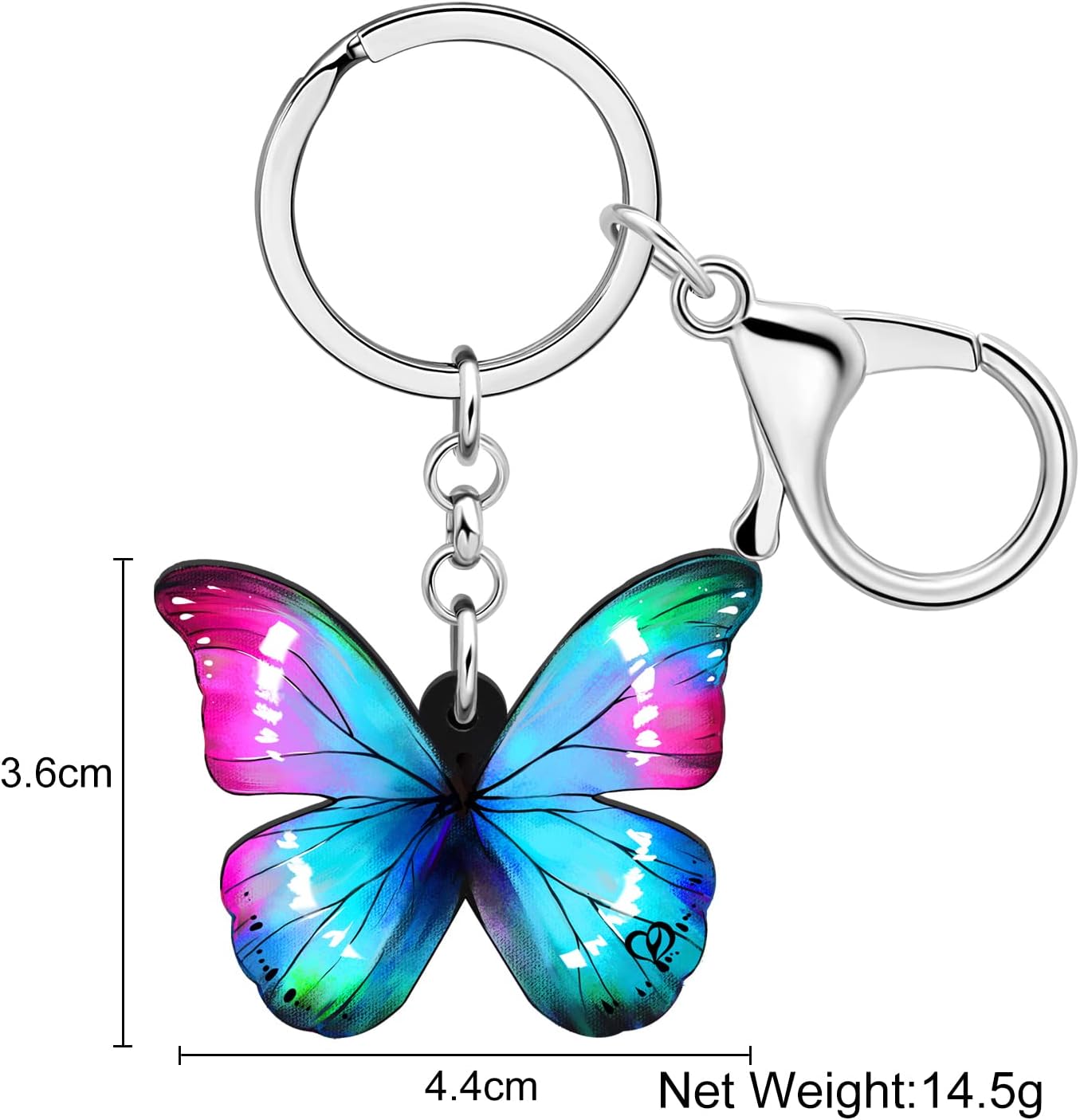 BONSNY Morpho Menelaus Butterfly Key Chains for Women Car Purse Bag Rings Pendant Charms