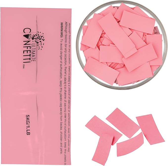 Ultimate Confetti, Baby Pink Color Biodegradable Confetti - Rectangular Flame-Resistant and Slow-Falling Tissue Paper Confetti for Cannon and Launcher use – Best for Celebrations - 1 lb, 16 oz