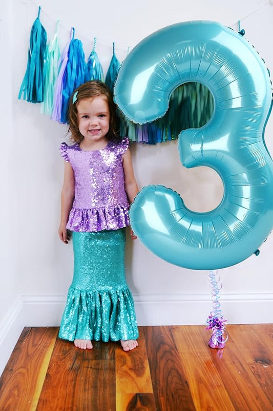 Numbers Balloon 3, 40 Inch Large Pastel Blue Balloon for Three Year Old Birthday Decor, 3 13 30 31 Birthday Party Decorations for Wedding Supplies