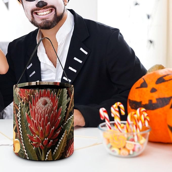 Halloween Candy Bucket - Ethnic Flower Trick Or Treat Candy Bag, Gift Bag for Party Favor Supplies