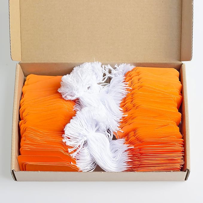 Merchandise Tags with String Attached, Price Tags - 3x4.8cm, Pack of 500, Orange