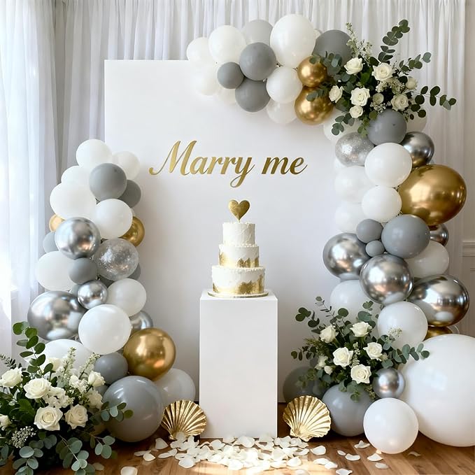 Patimate White Balloons - 150pcs 5 Inch White Latex Party Balloons for Engagement Anniversary Bachelorette Bridal Shower Wedding Baby Shower Party Birthday Decorations