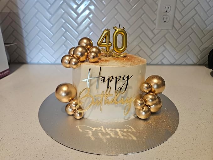 Happy Birthday Cake Topper Mirror Acrylic Cake Topper Side Cake Topper Gold Cake Insert Cake for Birthday Party (Gold-5(4 * 3.54in))