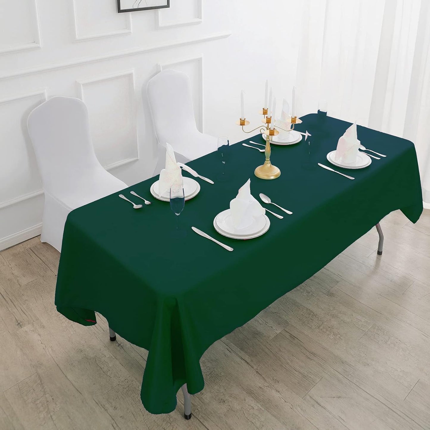 Rectangle Tablecloth 60x102 inch Washable Polyester Fabric Table Cloth for Wedding Party Dining Banquet Decoration(60x102, Hunter)