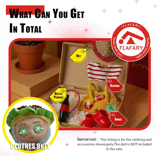 Doll Clothes for 17cm Dolls (No Doll Included) - Stylish and Adorable Outfits for Boys and Girls, Toy Fashion Accessories, Include Hat, Small Bottle Pendant, Canvas Shoes(Mcd-Hat)
