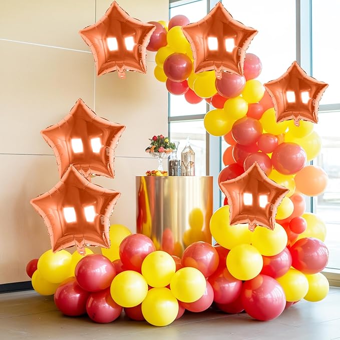 18 Inch Orange Star Foil Balloons, 10PCS Orange Foil Stars Shape Balloons, Big Metallic Stars Balloon Helium Pentagram Balloon for Birthday, Halloween, Thanksgiving Day, Fall Party Decoration