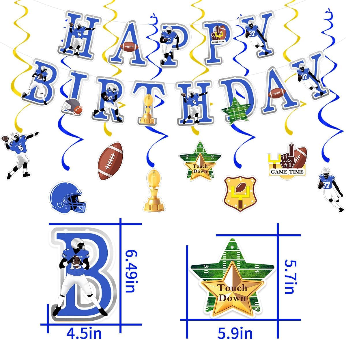 Football Birthday Party Decorations Football Birthday Banner with Super Bowl & Themed Party Supplies for Gameday Tailgate Decorations (Pre-Strung)