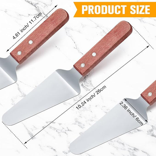 Zhehao 20 Pack Wooden Handle Pizza Pie Server Stainless Steel Pizza Spatula Non Slip Triangular Spade Easy to Grip Pie Spatula Cutter Cake Serving Utensils