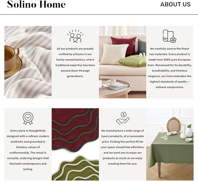 Solino Home Linen Tablecloth 60 x 90 Inch - 100% Pure Linen Grape Table Cloth for Rectangle Tables - Athena, Machine Washable Tablecloth for Winter, Valentines, Spring, Easter
