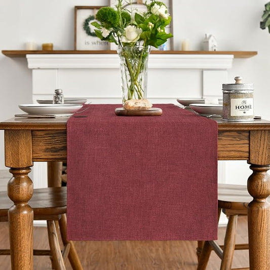 Artoid Mode Dark Red Table Runner, Seasonal Christmas Valentine's Washable Kitchen Dining Table Decoration for Home Party Decor 13x36 Inch