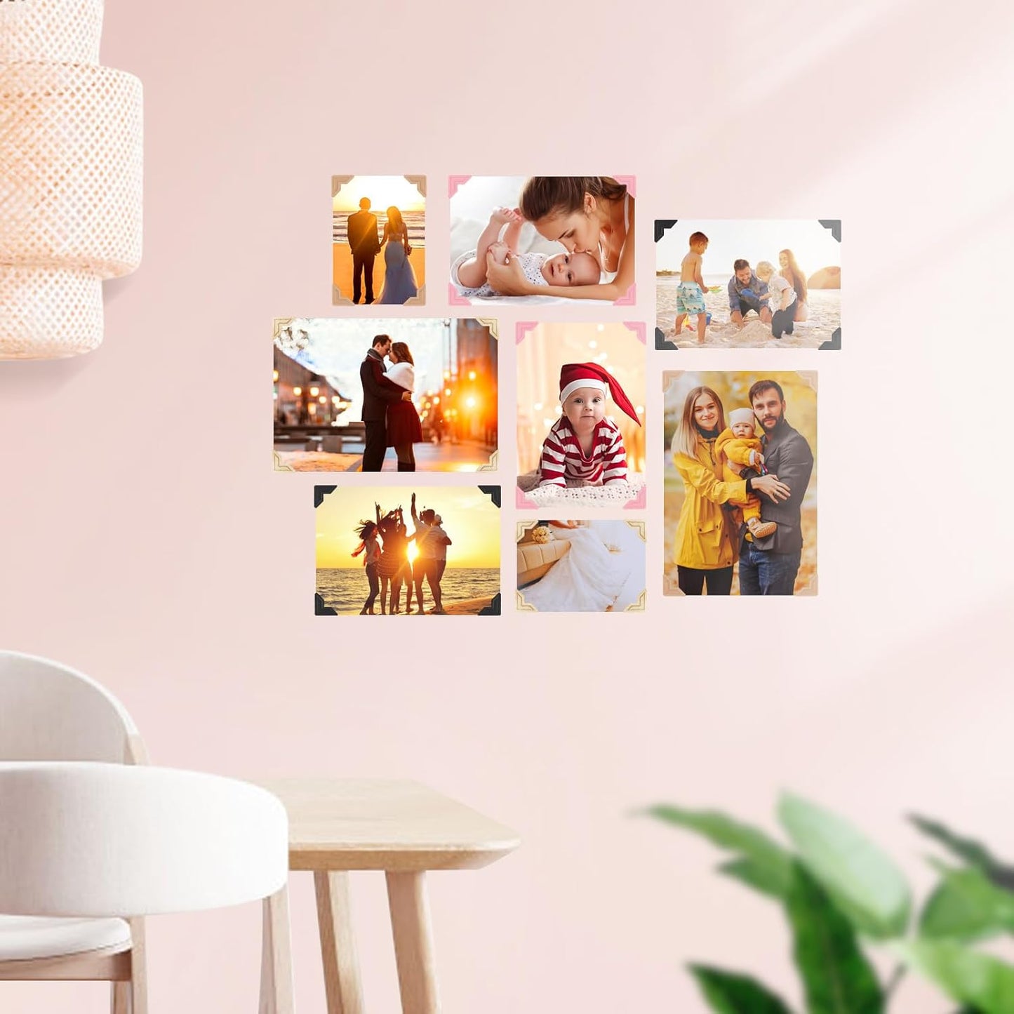 GOONAVI 15 Sheets 360 PCS Rose Gold Photo Corners Notebook, Self-Adhesive Corners for DIY Album Journal, Corner Stickers for Trip Memory Book