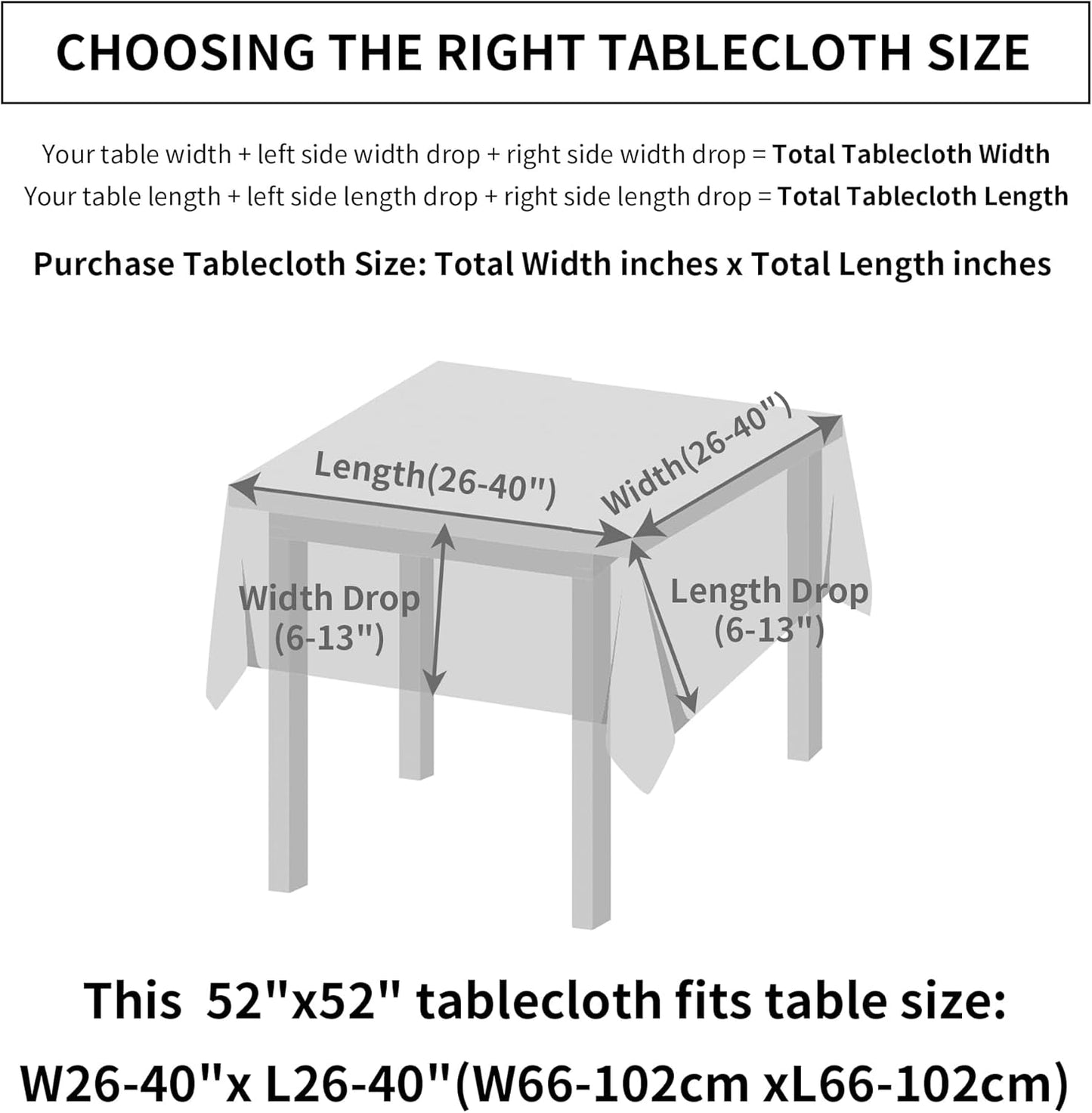 Linen Textured Square Tablecloth, Slubby Lightweight Table Cloth 52 x 52 Inch, Water Resistant Stain Resistant Farmhouse Burlap Table Cover for Kitchen Dining Room
