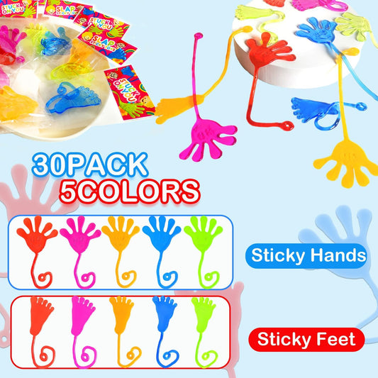 Party Favors Goodie Bag Stocking Stuffer Fillers for Kids (30 PCS), Christmas Large Sticky Hands & Feet for Birthday Pinata, Classroom Students Treats Prizes Supplies Toy Gift for Toddlers Boys Girls