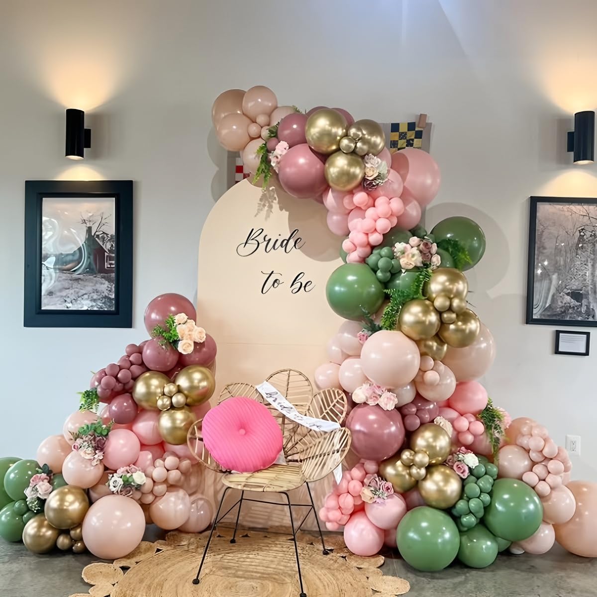 Fairy Theme Balloons Arch Pastel Pink Purple Green Balloons Garland Dusty Green Retro Hot Pink Latex Balloon for Girls Birthday Garden Wildflower Fairy Tea Party Baby Shower Woodland Decorations