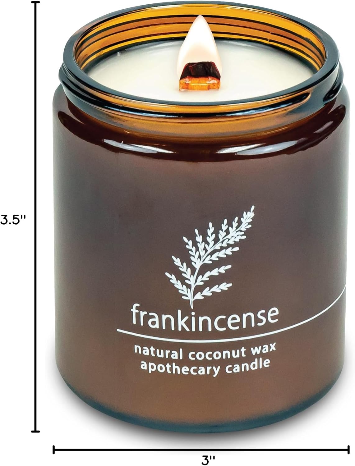 Hemlock Park Crackling Wood Wick Candle Handcrafted with Natural Coconut Wax (Standard 8 oz, Frankincense)