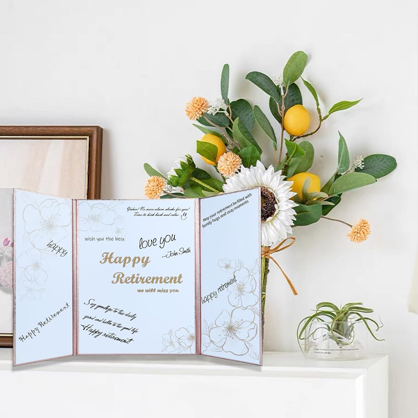 Retirement Party Decorations, Pink Retirement Guest Book Alternative, Large Retirement Card for Woman Man, Happy Retirement Gifts Signature Board Book for Retirement Farewell Party Supplies (Pink)