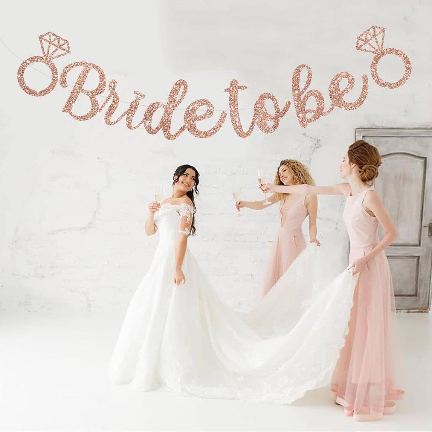 Glitter Rose Gold Bride to Be Banner,Pre-Strung Bridal Shower Sign Garland,Bachelorette Party Decoration Wedding Shower Party Supplies(No DIY)