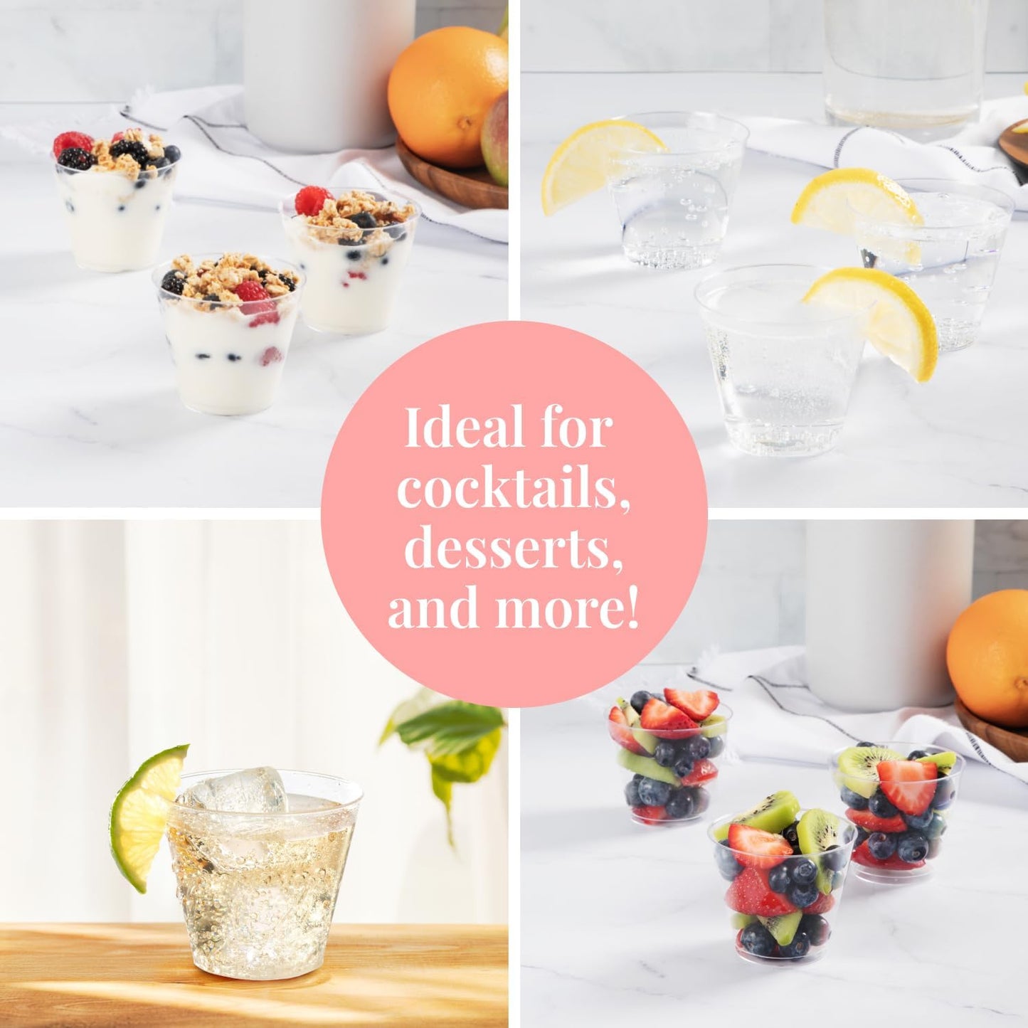 Prestee Pack of 400 Small Clear Plastic Cups - 5oz Disposable Cocktail Glasses - Stackable Plastic Party Tumblers for Serving Wine, Champagne, Punch, Soda, or Snacks