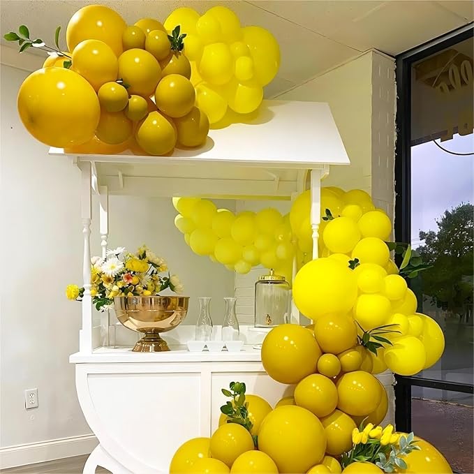 Yellow Balloons, 140pcs 18 12 10 5 Inch Different Sizes Pack Party Latex Balloons for Birthday Halloween Holiday Balloon Garland as Party Decorations