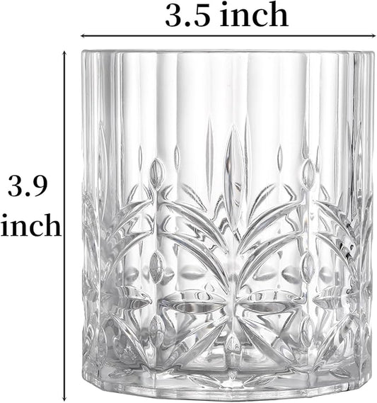 6 Pack Plastic Water Tumblers, 14 OZ Unbreakable Acrylic Whiskey Drinking Glasses, BPA-Free Clear Wine Cup, Shatterproof Drinkware Barware for Juice, Cocktail