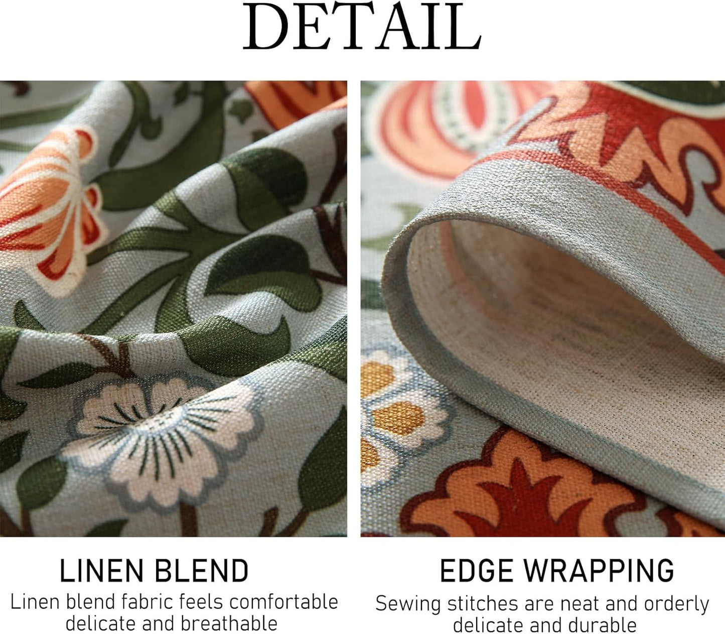 ISAENNE Designer Bohemian Linen Green Extra Long Rectangle Tablecloth,Floral Indoor Table Cloth,Stain Resistant Decor Tablecloths for Dining Thanksgiving Kitchen Party Christmas,63"*110"-Naples
