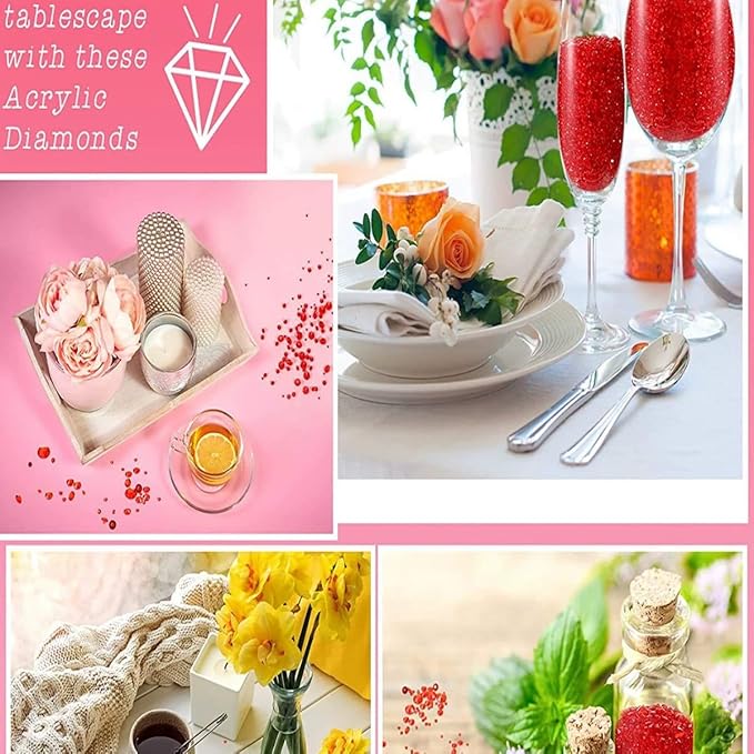 Valentine's Diamond Confetti, 4000pcs Red Heart Valentine's Party Table Decorations Happy Valentines Day Birthday Party Decor Supplies (diamond)