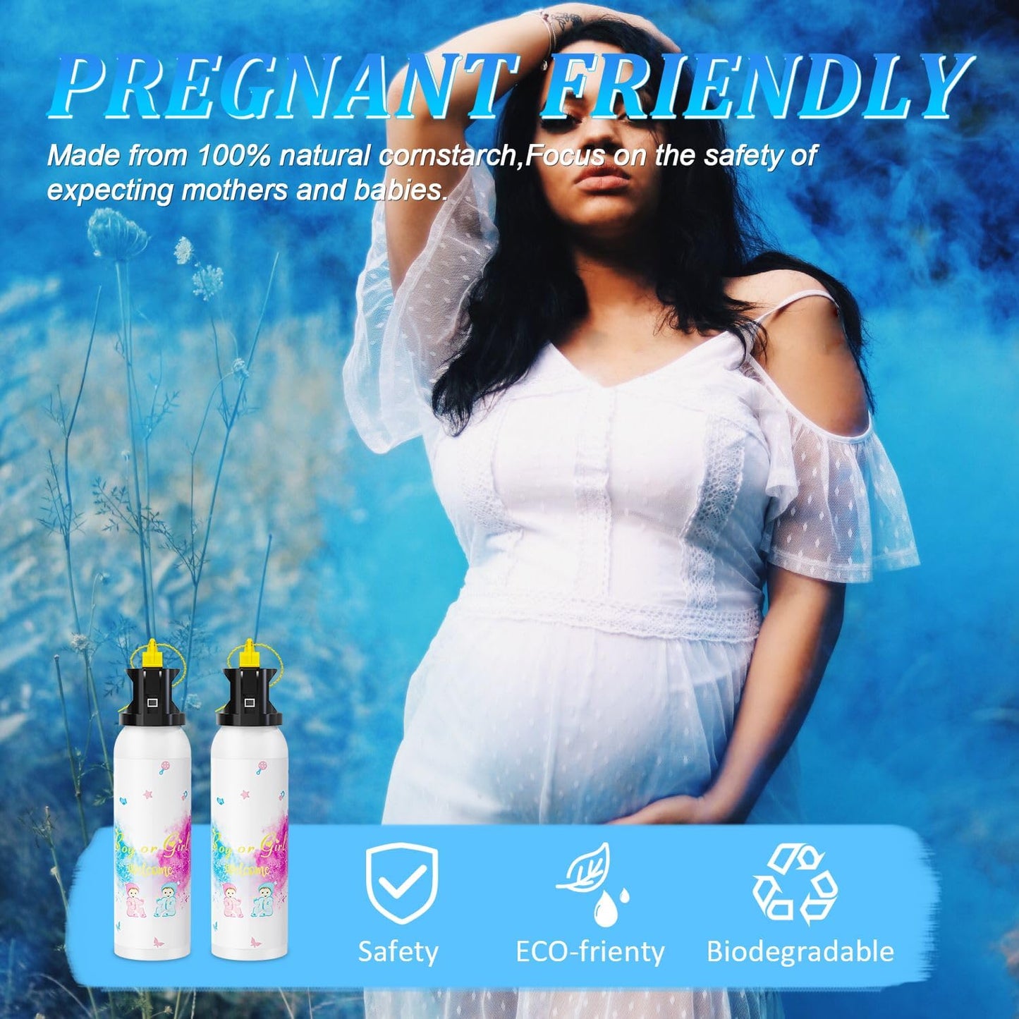 SRG Large Gender Reveal Fire Extinguisher Color Blaster | 2 Packs Baby Boy Blue Gender Reveal Extinguisher Smoke | Gender Reveal Decorations & Ideas | Long Lasting(Blue)