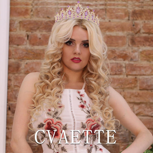 CAVETEE Purple Crown for Women, Queen Tiara, Crystal Headband, Hair Accessory, 1 Count (Pack of 1), Adult, Female, Prom, Birthday, 1 Item, 1 Piece, 1 Set